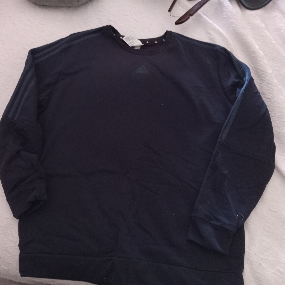 Adidas Sweatshirt Men Large blue Pullover Sweater Embroidered Crew Neck Casual - Picture 1 of 1